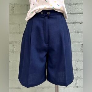 Vintage Navy Pleated High Waisted Shorts